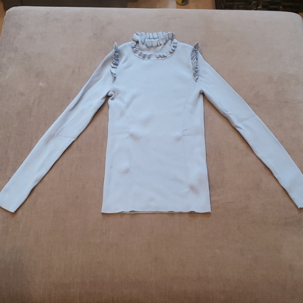 Sandro Paris Ruffle Mock Neck Pullover